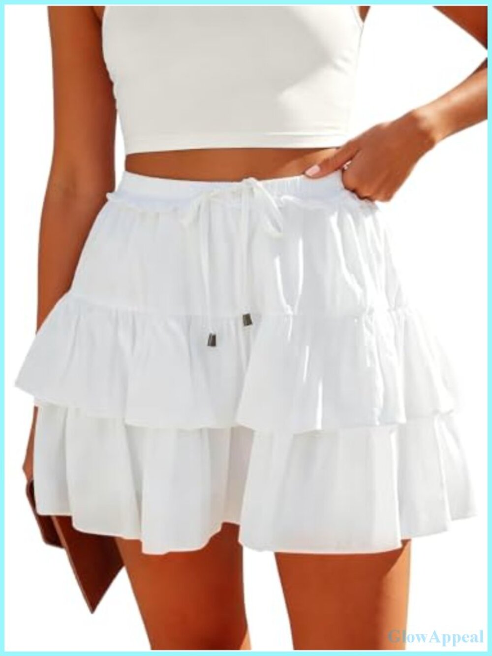 Boho Ruffle Tiered Skort with Built-in Shorts, Drawstring Waist, Lightweight